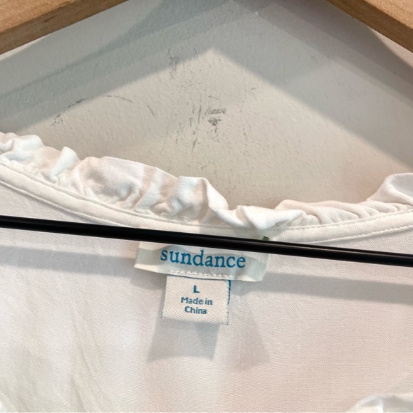 Sundance Long Sleeve 1/2 Button Pleated Ruffle Front Top - Picture 5 of 10